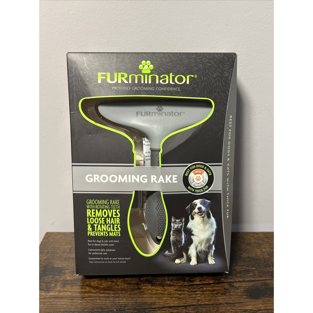 FURminator Daily‎ Grooming Rake w/Rotating Teeth Dogs & Cats w/Thick Fur, NEW